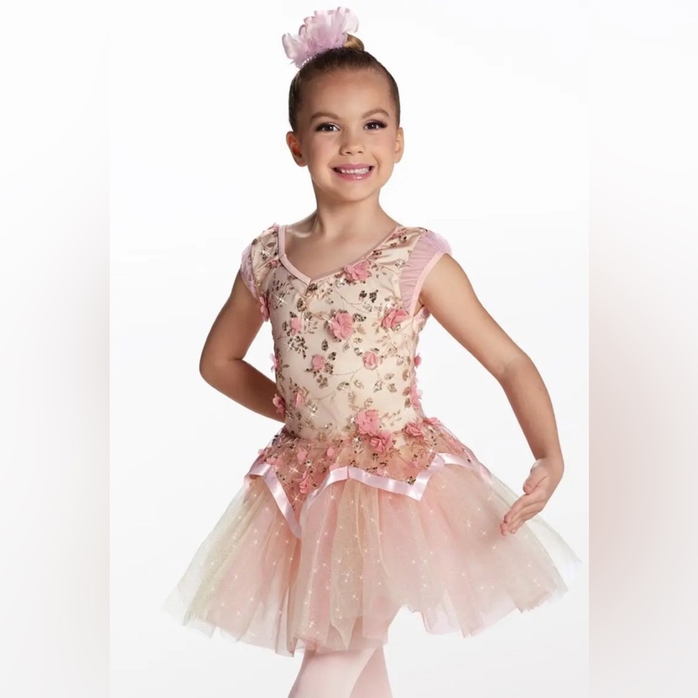 NWT Weissman Testify To Love Girls Pink Tutu Ballet Costume with Flowers: Size M